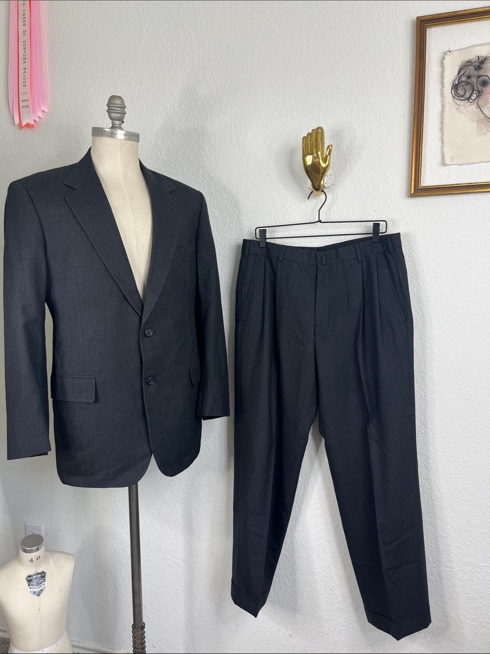 Brooks Brothers Golden Fleece Wool Hand Tailored Suit 40R 34W